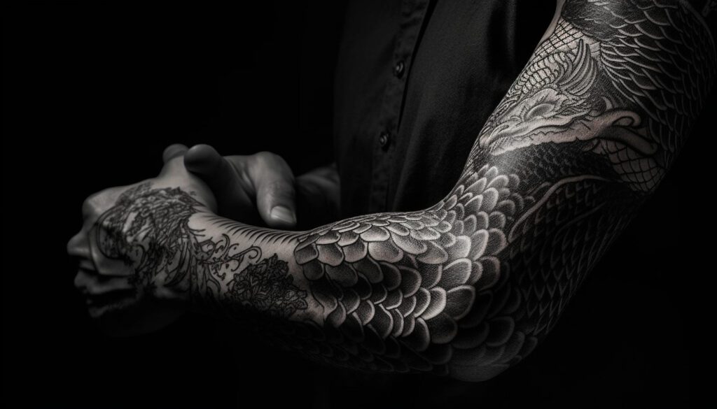 black and white tattoo of snake symbol generated by ai